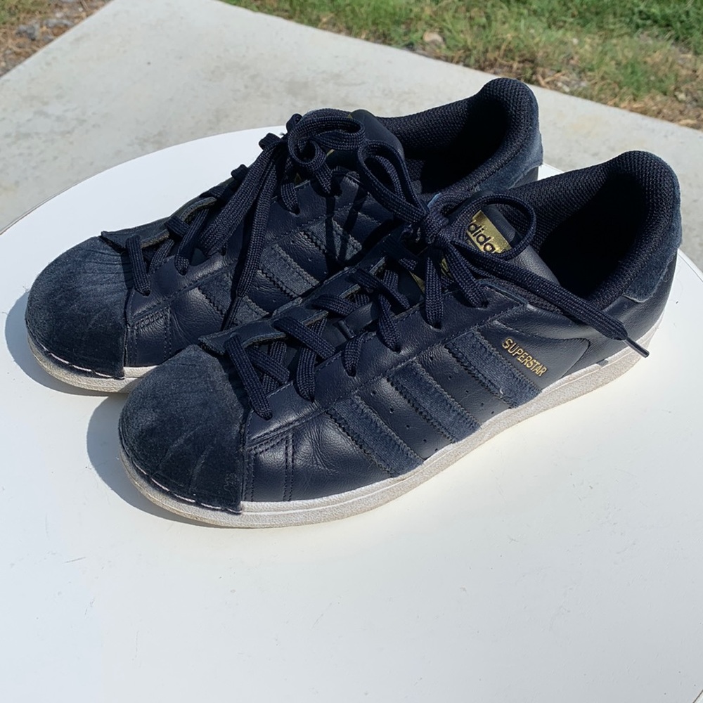 Navy Faux Suede Superstar Adidas